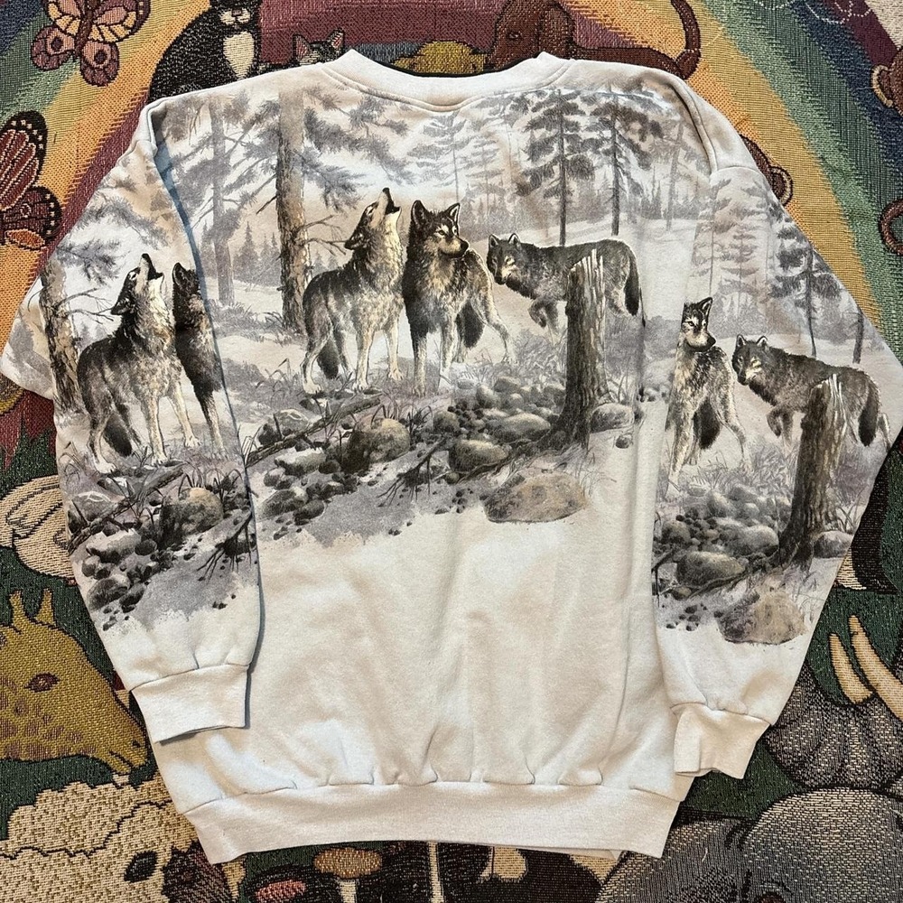 AOP WOLF HENLEY MADE IN USA MEN XL